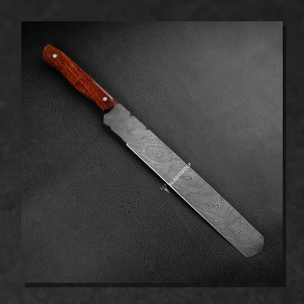Maillard Hand-Forged Damascus Steel 10" Slicing and Carving Knife - Walnut - BladeWolf A2Z image 1