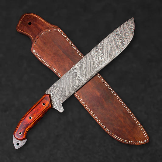 Percy Fawcett Hand-Forged Damascus Steel 11" Machete - Tali Wood