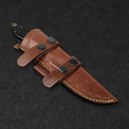 Quanah Hand-Forged Damascus Steel Hunting Knife - G10 and Walnut - BladeWolf A2Z image 5
