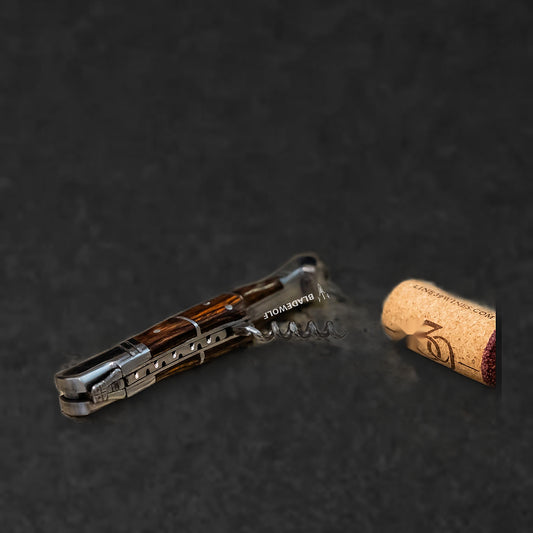 Rhône Rangers Damascus Steel Folding Knife with Wine Corkscrew - Tali Wood - BladeWolf A2Z image 4
