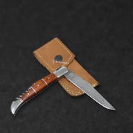 Rhône Rangers Damascus Steel Folding Knife with Wine Corkscrew - Tali Wood - BladeWolf A2Z image 5