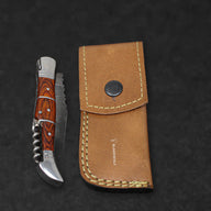 Rhône Rangers Damascus Steel Folding Knife with Wine Corkscrew - Tali Wood - BladeWolf A2Z image 9