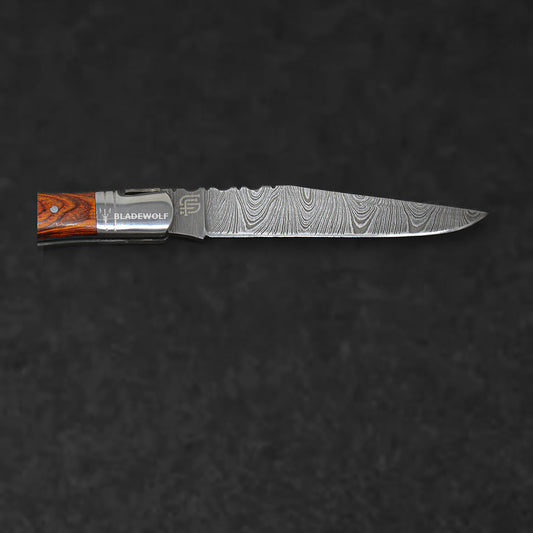 Rhône Rangers Damascus Steel Folding Knife with Wine Corkscrew - Tali Wood - BladeWolf A2Z image 12