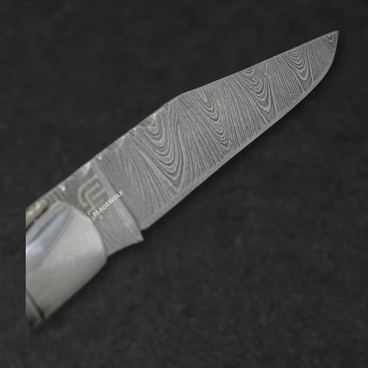 Rhône Rangers Damascus Steel Folding Knife with Wine Corkscrew - Tali Wood - BladeWolf A2Z image 16