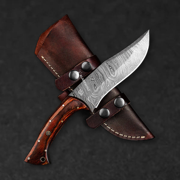 Scythian Hand-Forged Damascus Steel Hunting Knife - Pakkawood - BladeWolf A2Z image 1