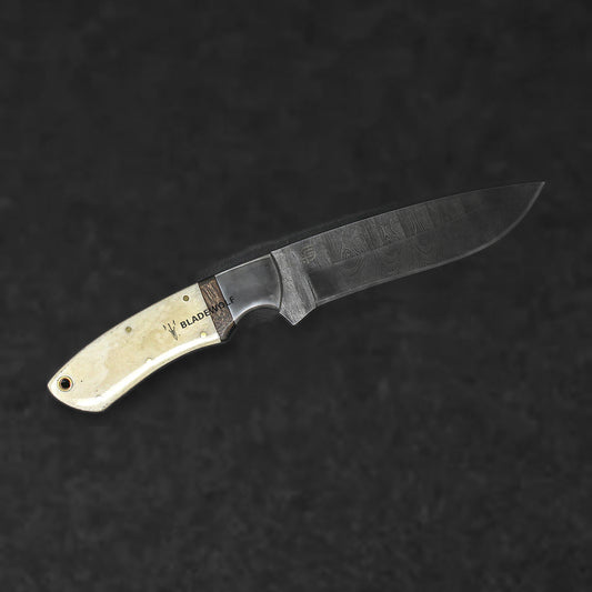 Sir Edmund Hand-Forged Damascus Steel Knife - Camel Bone and Walnut