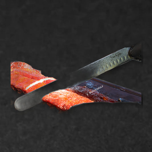 Smokin' and Grillin' with AB Signature Damascus Steel 12" Meat Slicer - BladeWolf A2Z image 4