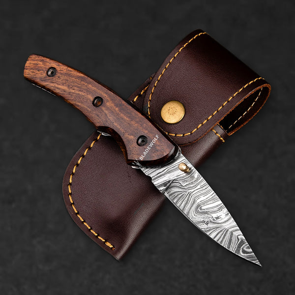 The Londoner Hand-Forged Damascus Steel Folding Knife - Tali Wood - BladeWolf A2Z image 1