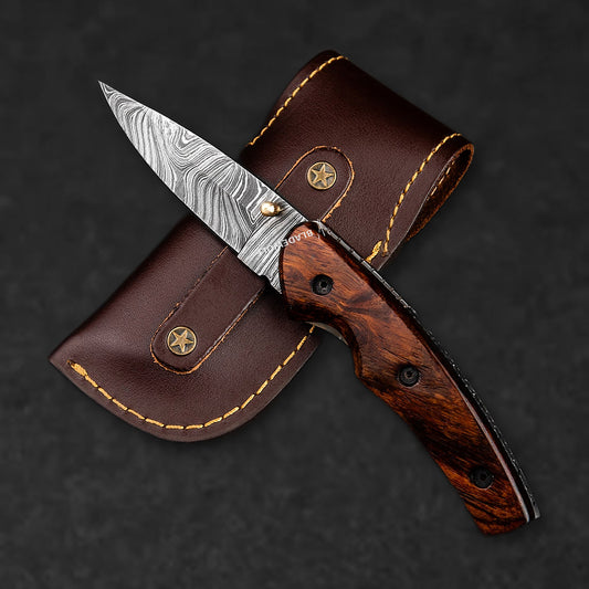 The Londoner Hand-Forged Damascus Steel Folding Knife - Tali Wood - BladeWolf A2Z image 12