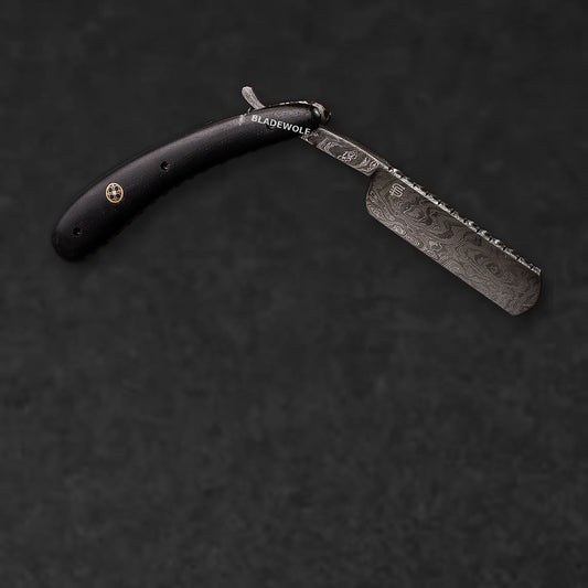 Throat Cutter Hand-Forged Damascus Steel Straight Razor - Black G10