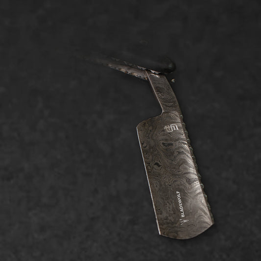 Throat Cutter Hand-Forged Damascus Steel Straight Razor - Black G10 - BladeWolf A2Z image 4