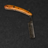 Throat Cutter Hand-Forged Damascus Steel Straight Razor - Olive Wood - BladeWolf A2Z image 3