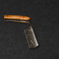 Throat Cutter Hand-Forged Damascus Steel Straight Razor - Olive Wood - BladeWolf A2Z image 4