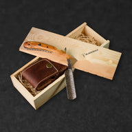 Throat Cutter Hand-Forged Damascus Steel Straight Razor - Olive Wood - BladeWolf A2Z image 6